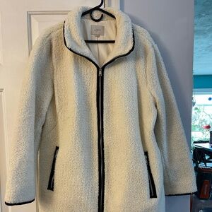 LOFT Cream Teddy Jacket with Black Accents